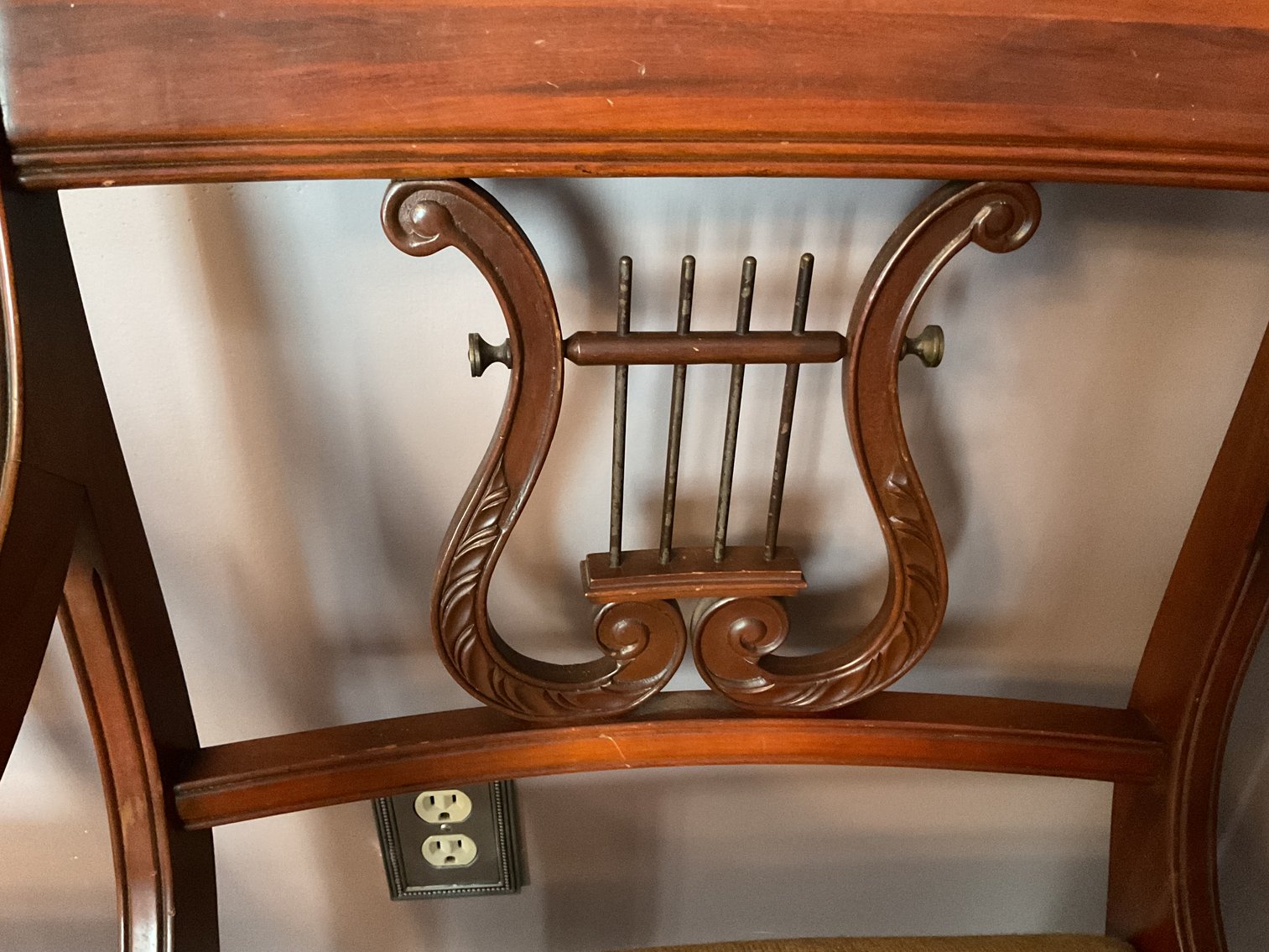 Image for Pair of Saber Leg Lyre Back Arm Chairs