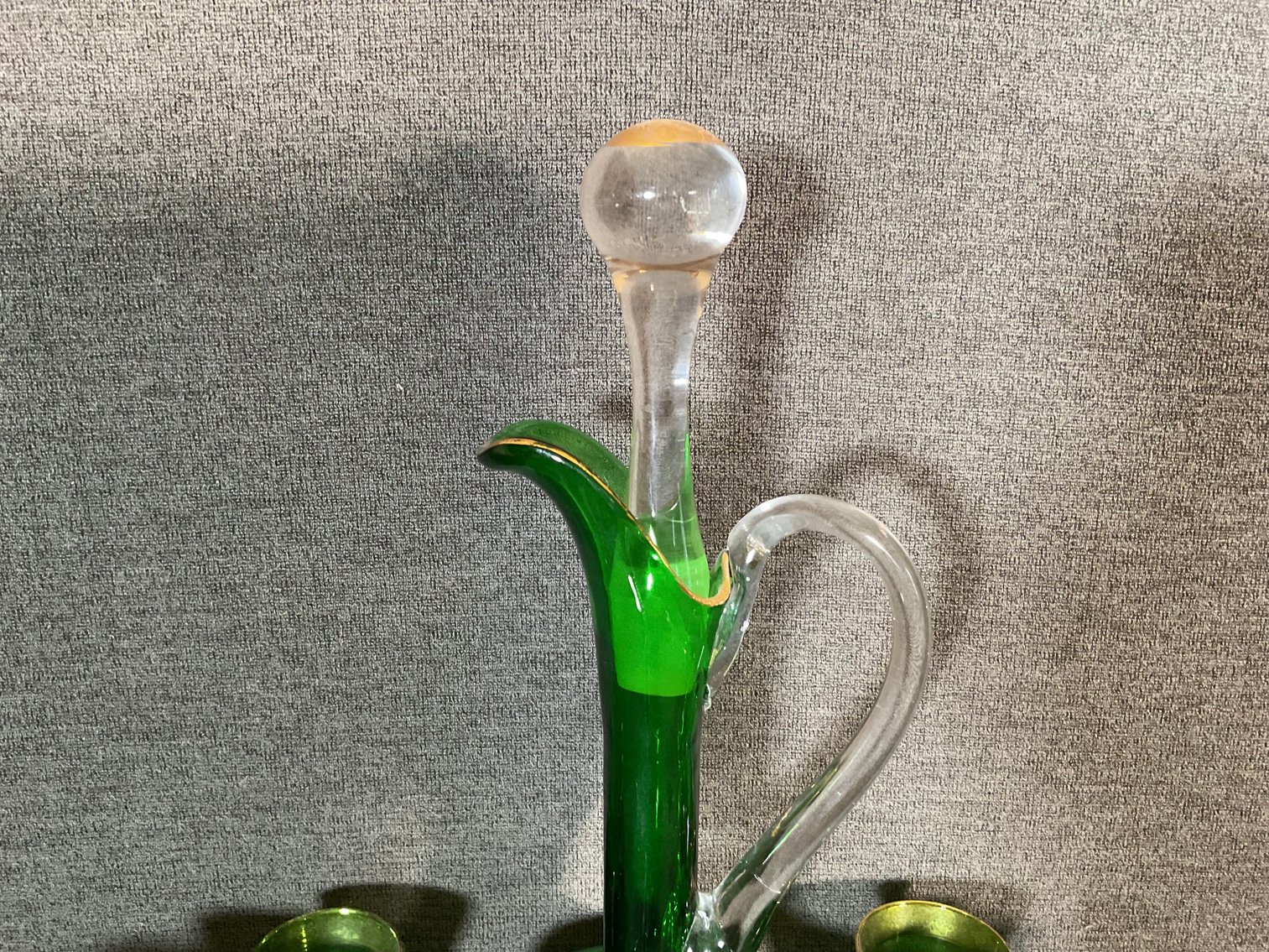 Image for Venetian Green Ewer and 6 Glasses