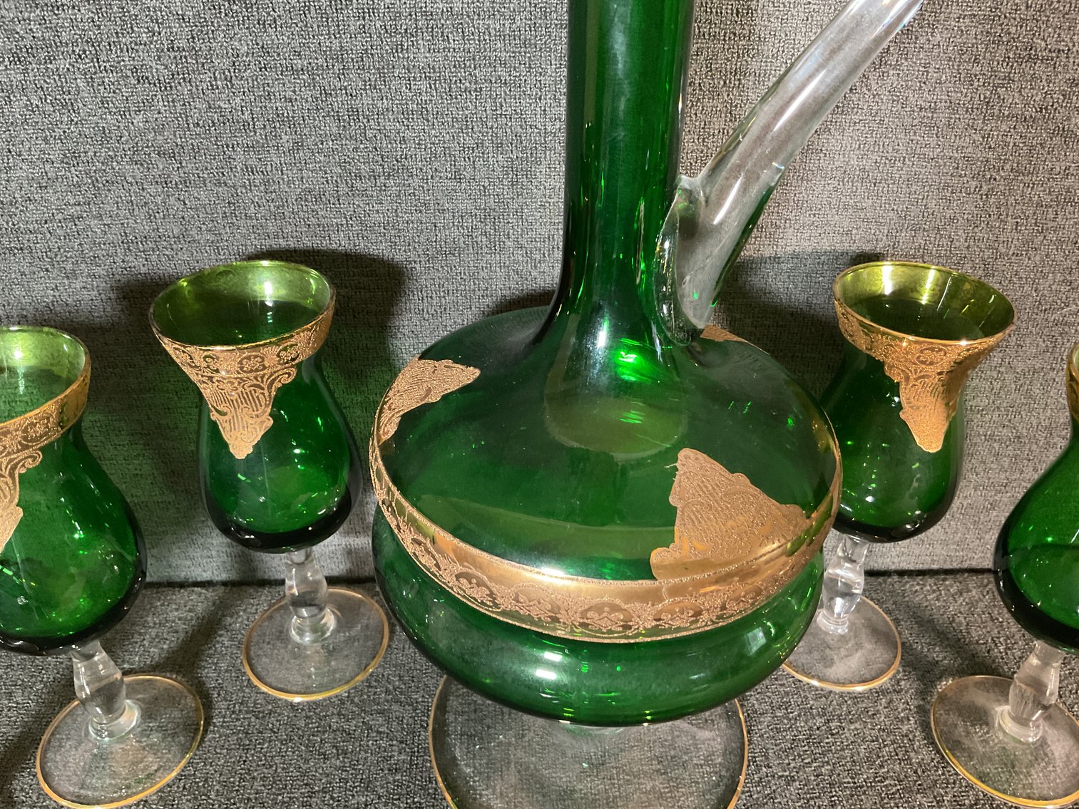 Image for Venetian Green Ewer and 6 Glasses
