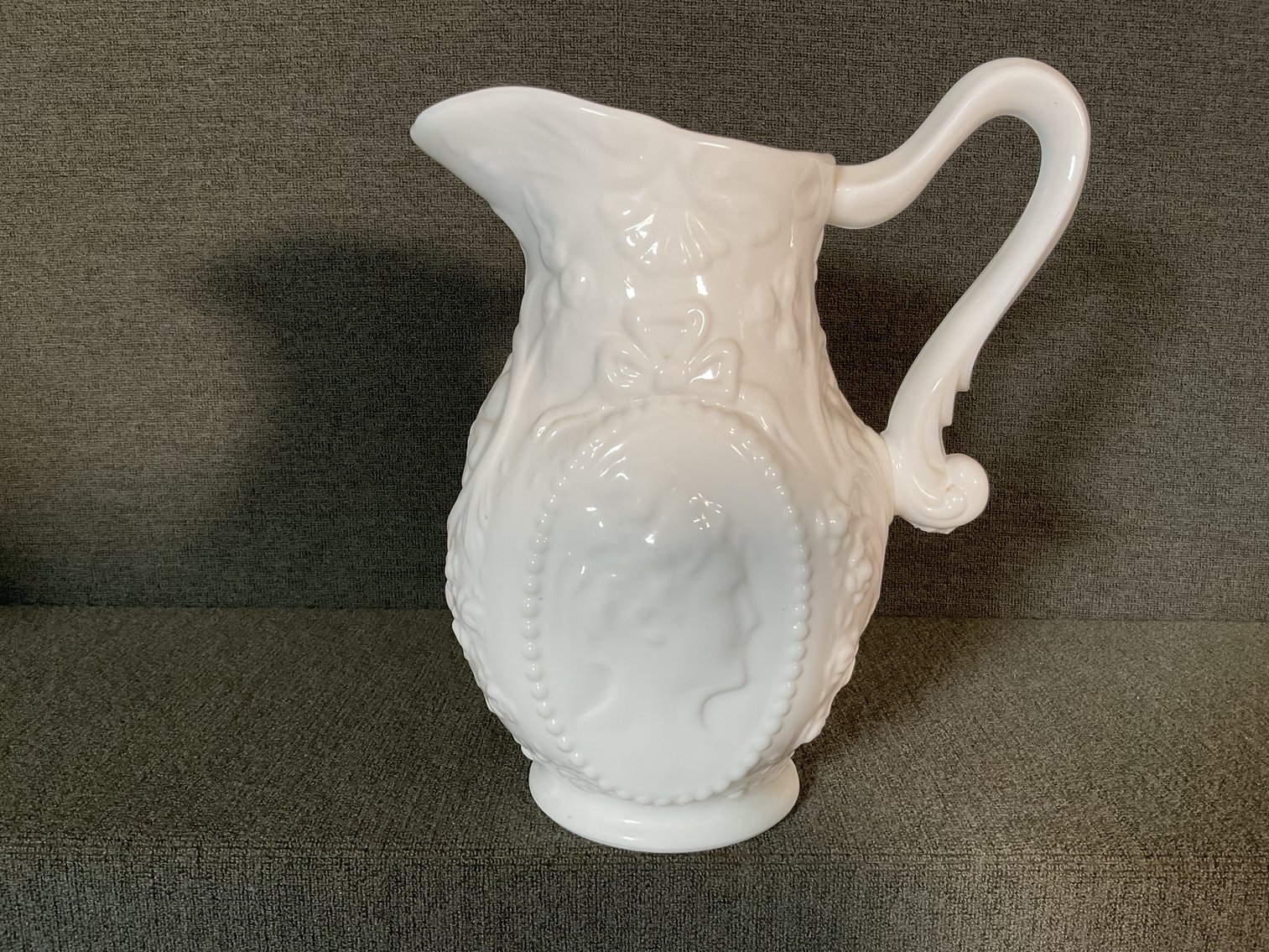 Image for Fostoria Milk Glass Jenny Lind Pitcher