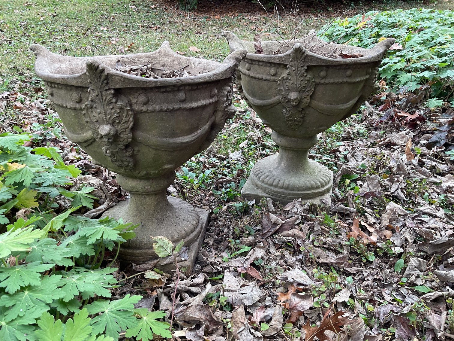 Image for Pair of Gorgeous Concrete Urns