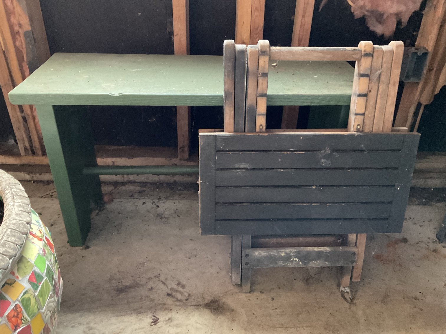 Image for Oak Bench and Folding Stool