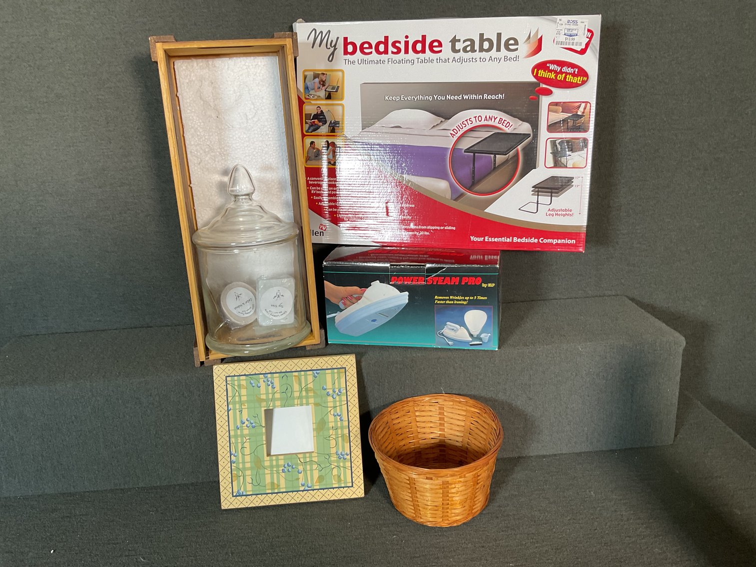 Image for Clothing Steamer, Over Bed table, Baskets and more