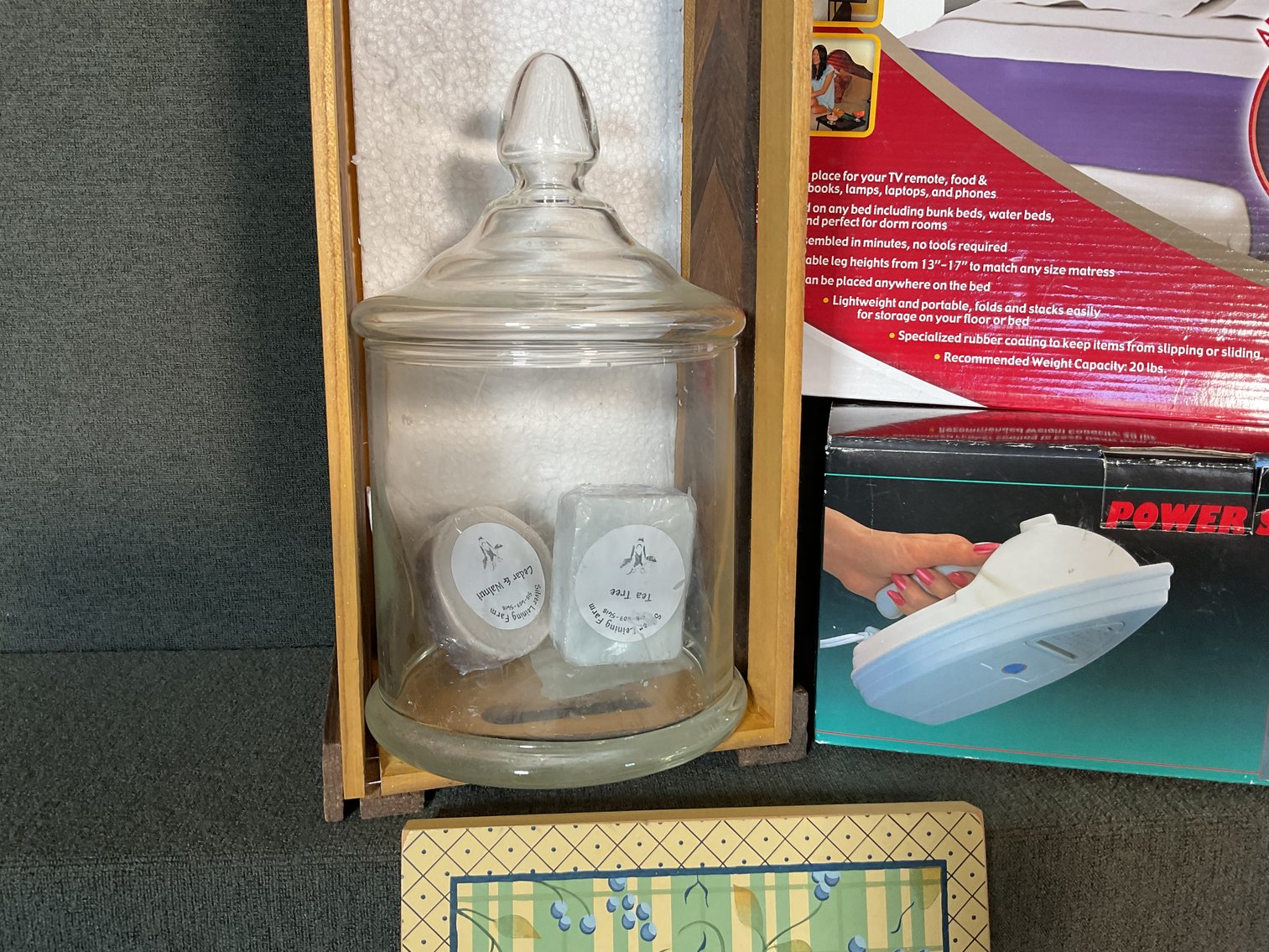 Image for Clothing Steamer, Over Bed table, Baskets and more