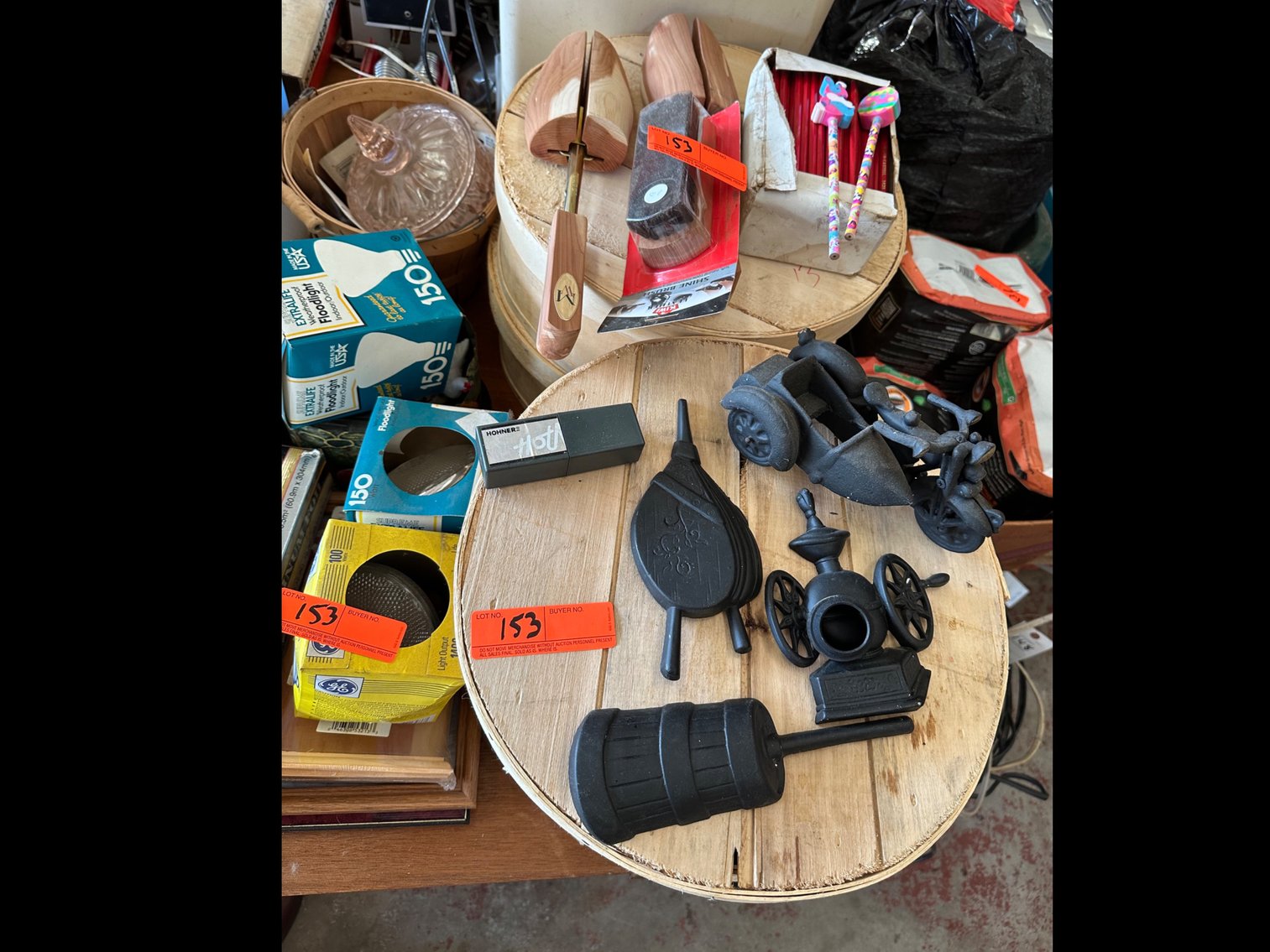 Image for Wood cheese boxes and various household items