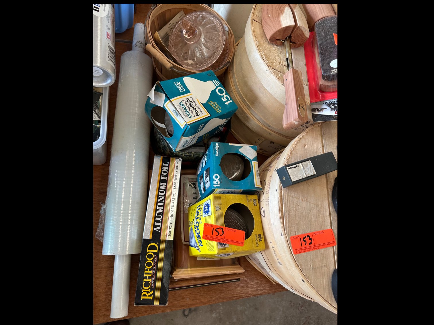 Image for Wood cheese boxes and various household items