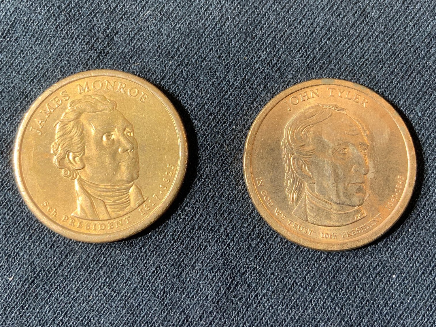 Image for USA PRESIDENT DOLLAR JOHN TYLER and USA PRESIDENT DOLLAR JAMES MONROE