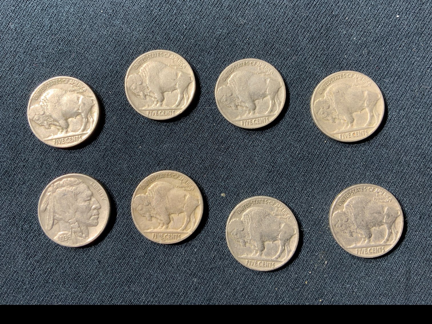 Image for 1936 USA BUFFALO NICKEL. 8 COINS