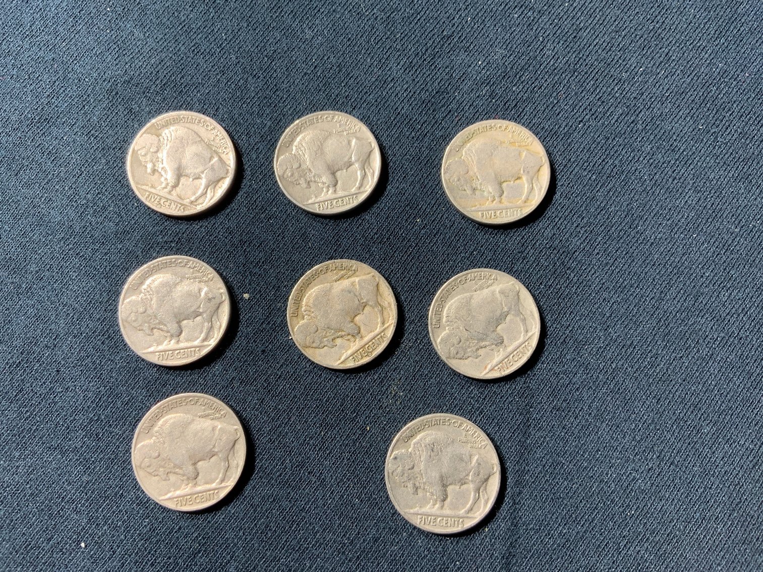 Image for 1936 USA BUFFALO NICKEL. 8 COINS