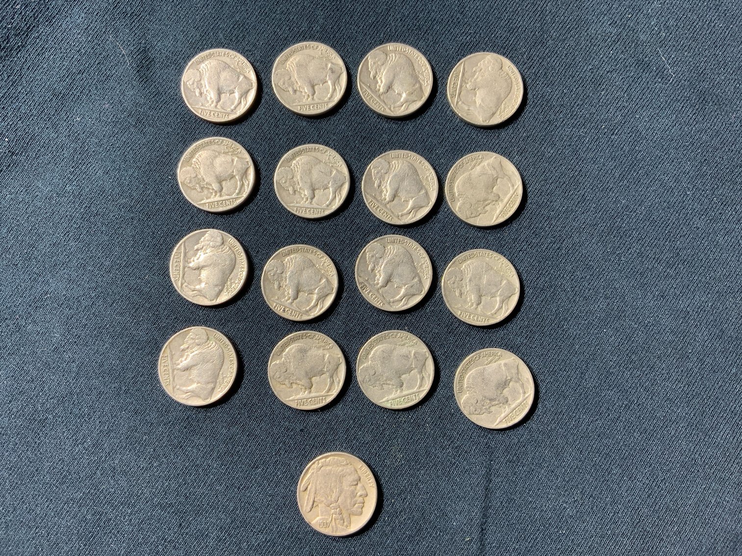Image for 1937 USA BUFFALO NICKEL  17 COINS