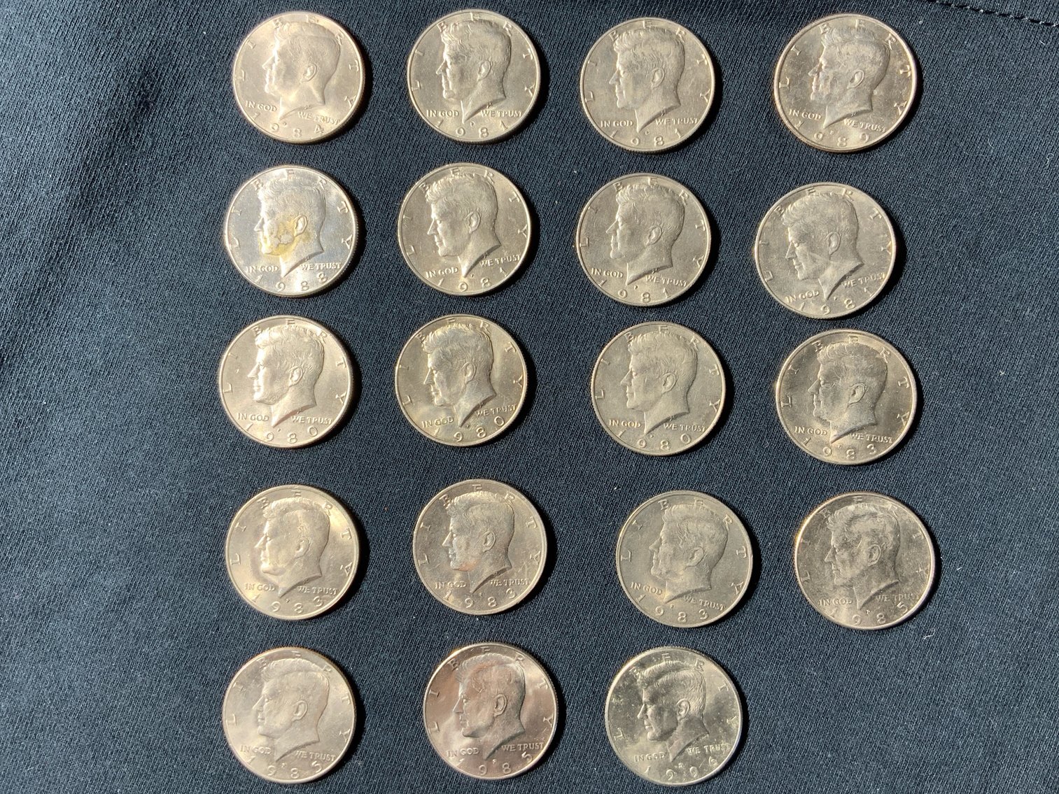 Image for USA KENNEDY HALF DOLLAR  19 COINS. 1980-1989