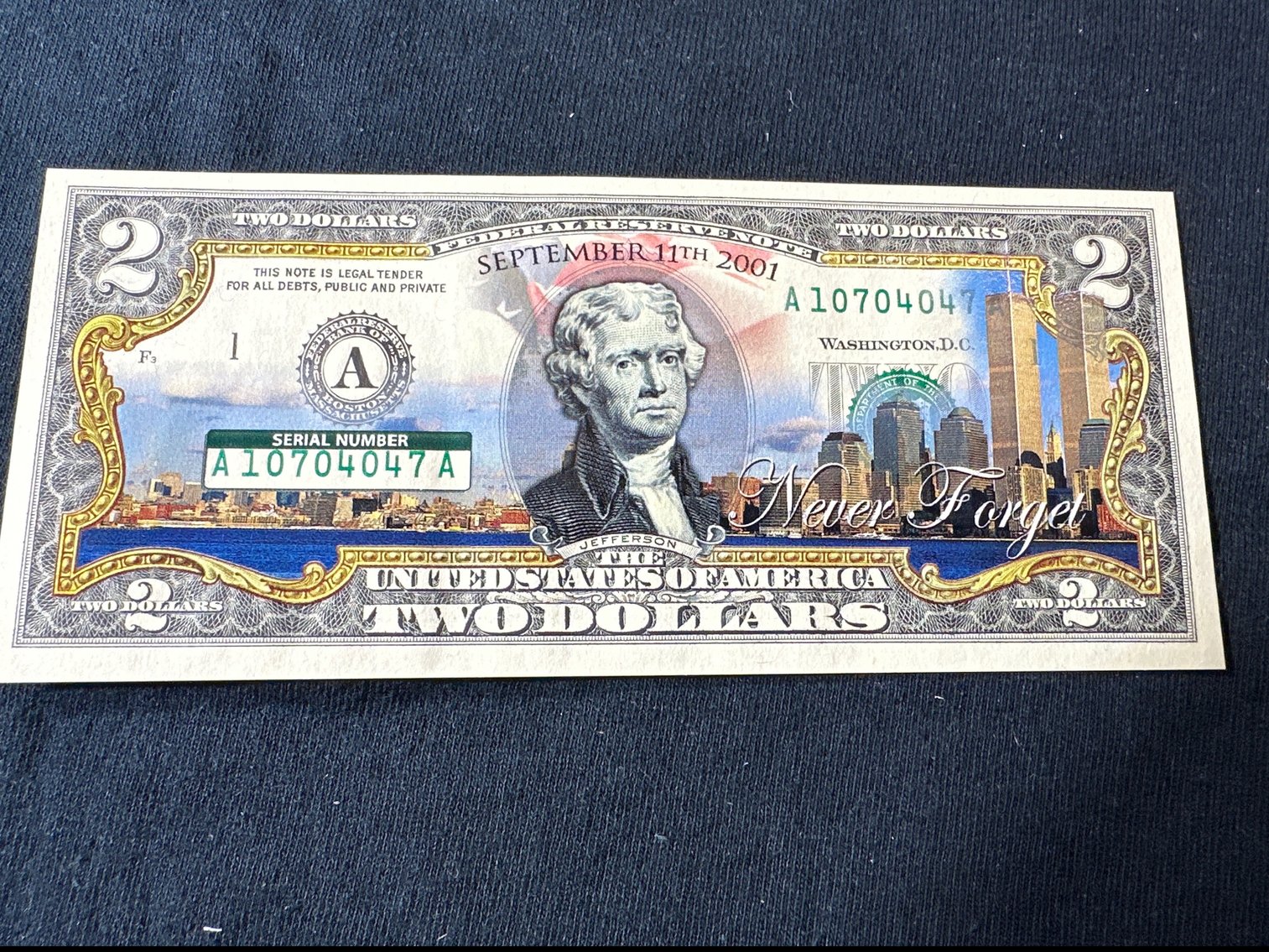 Image for WORLD TRADE CENTER COMMEMORATIVE 2 DOLLAR BILLS