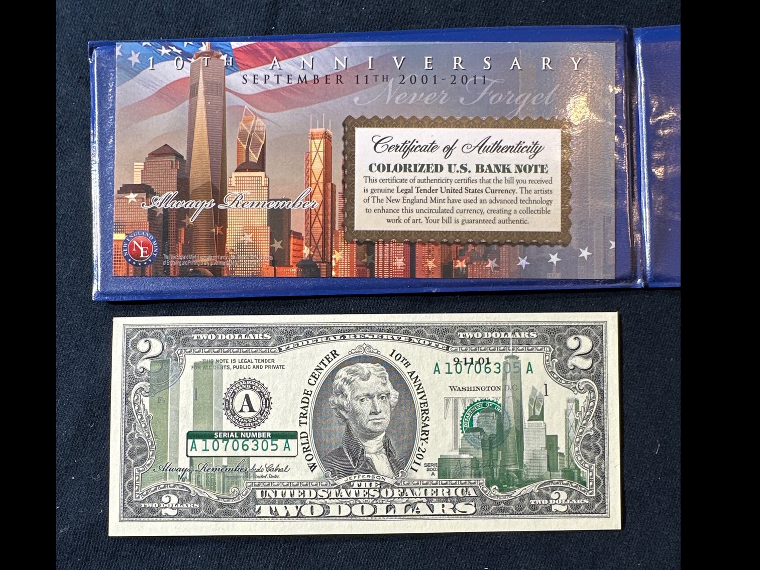 Image for WORLD TRADE CENTER COMMEMORATIVE 2 DOLLAR BILLS