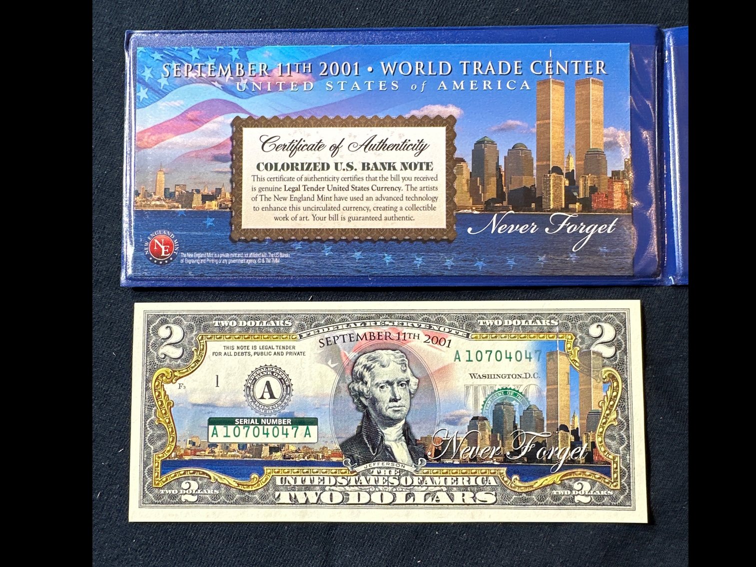 Image for WORLD TRADE CENTER COMMEMORATIVE 2 DOLLAR BILLS