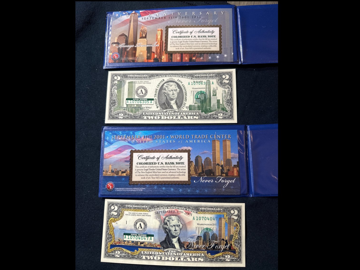 Image for WORLD TRADE CENTER COMMEMORATIVE 2 DOLLAR BILLS