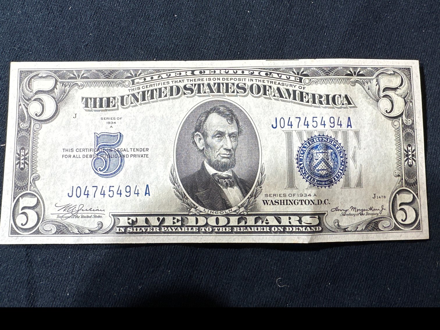 Image for 5 Dollar SILVER CERTIFICATE