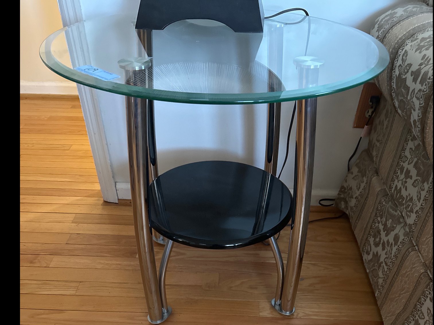 Image for Two glass top side tables and one glass top coffee table