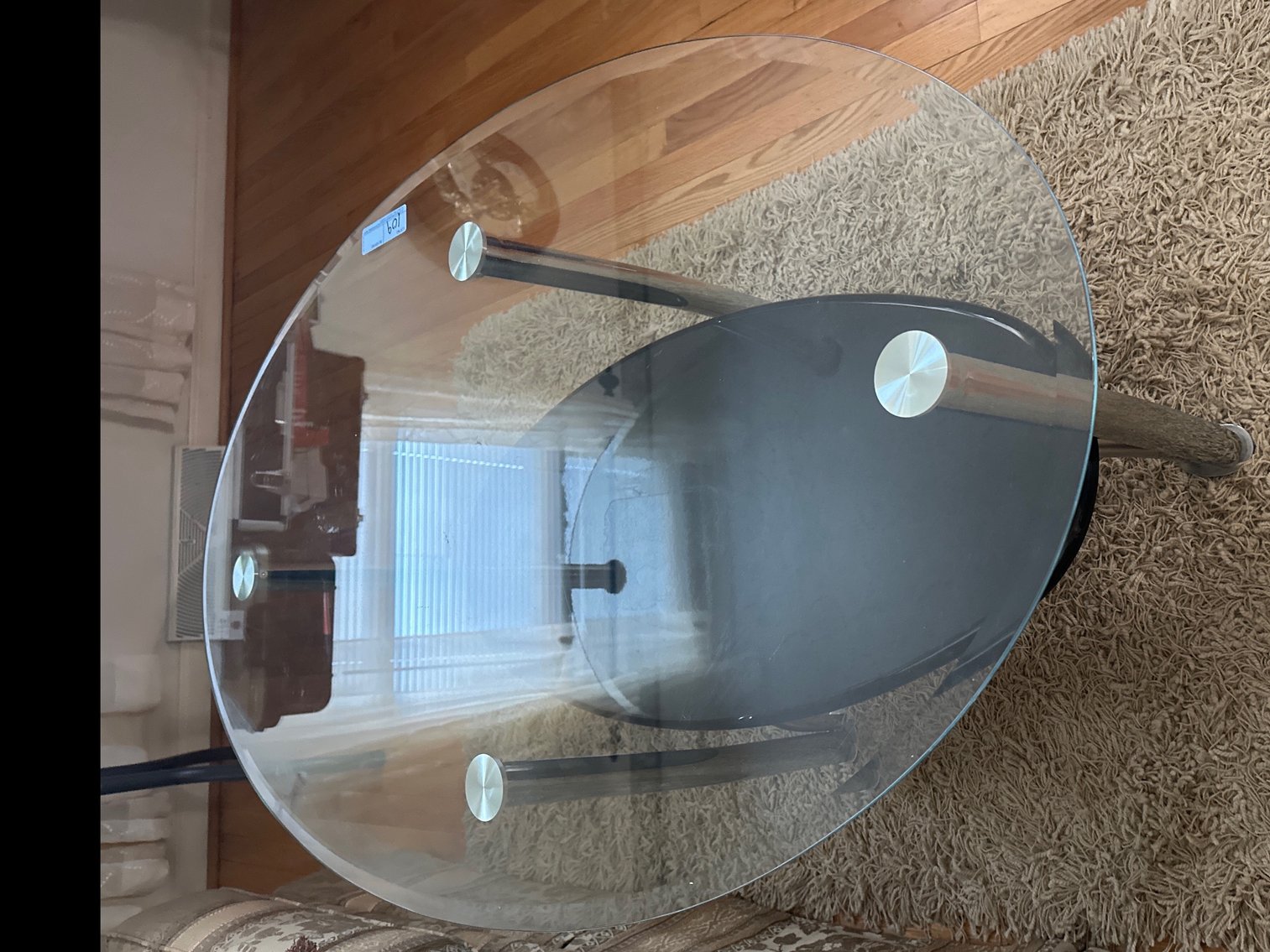 Image for Two glass top side tables and one glass top coffee table