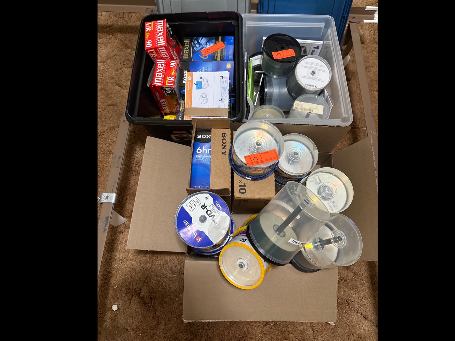 Image for Assorted DVDs, VHS tapes and cassettes blank ready to record on