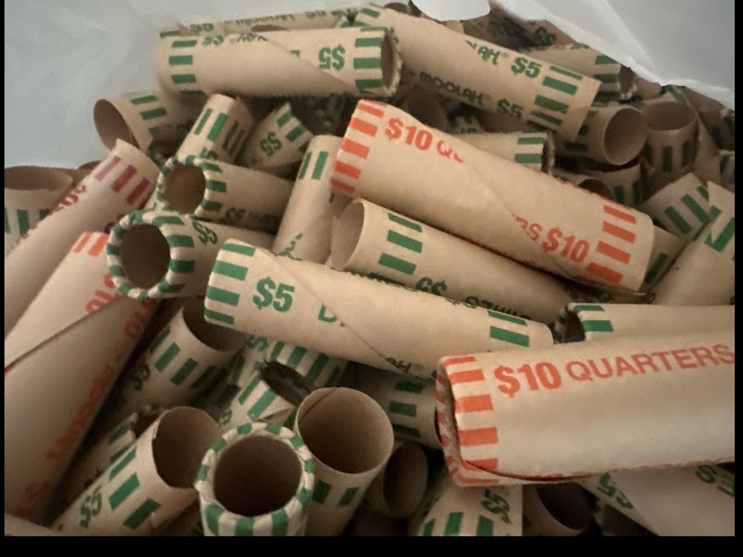 Image for Coin counter, coin, wrappers, and magnifying glasses