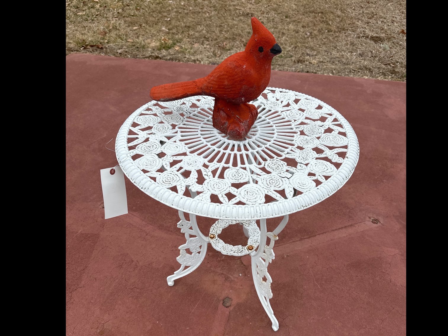 Image for Wrought  iron table and decorative bench with frogs