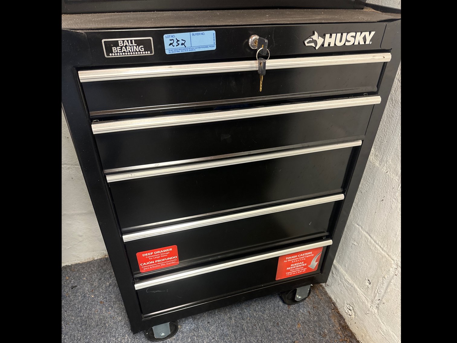 Image for Husky rolling five drawer tool chest. Contents not include included.