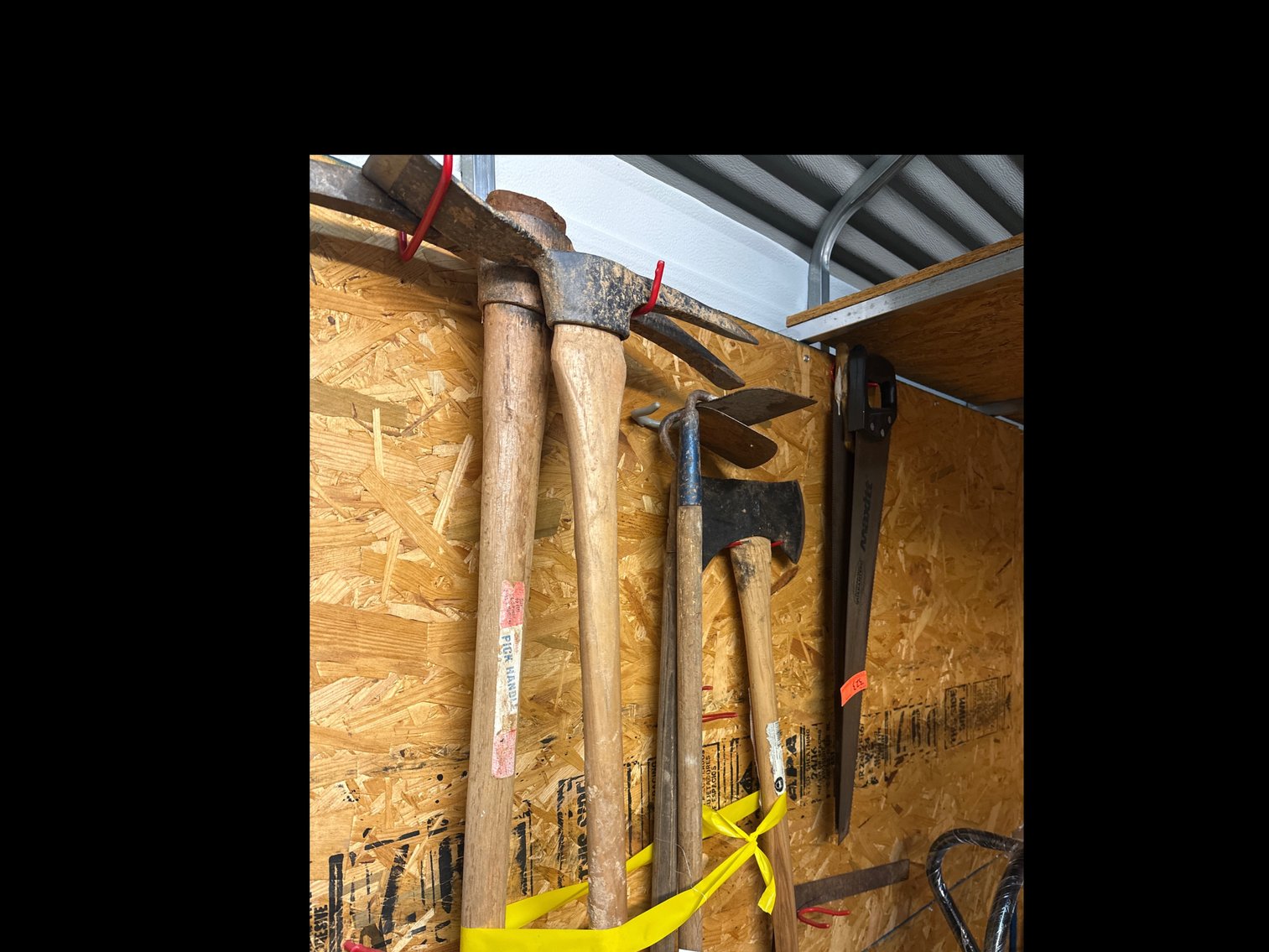 Image for Garden hose pickax, and hand saws