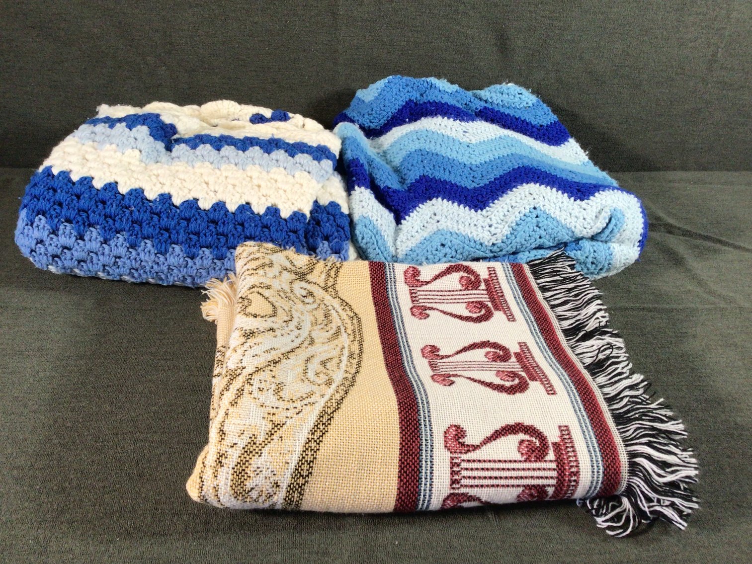 Image for Cotton Throws / Crochet Afghan Lot