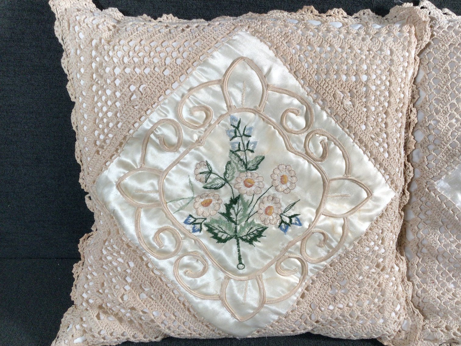 Image for 3 Embroidered / Crochet Pillows