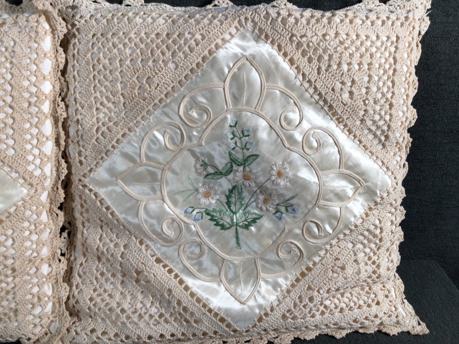Image for 3 Embroidered / Crochet Pillows