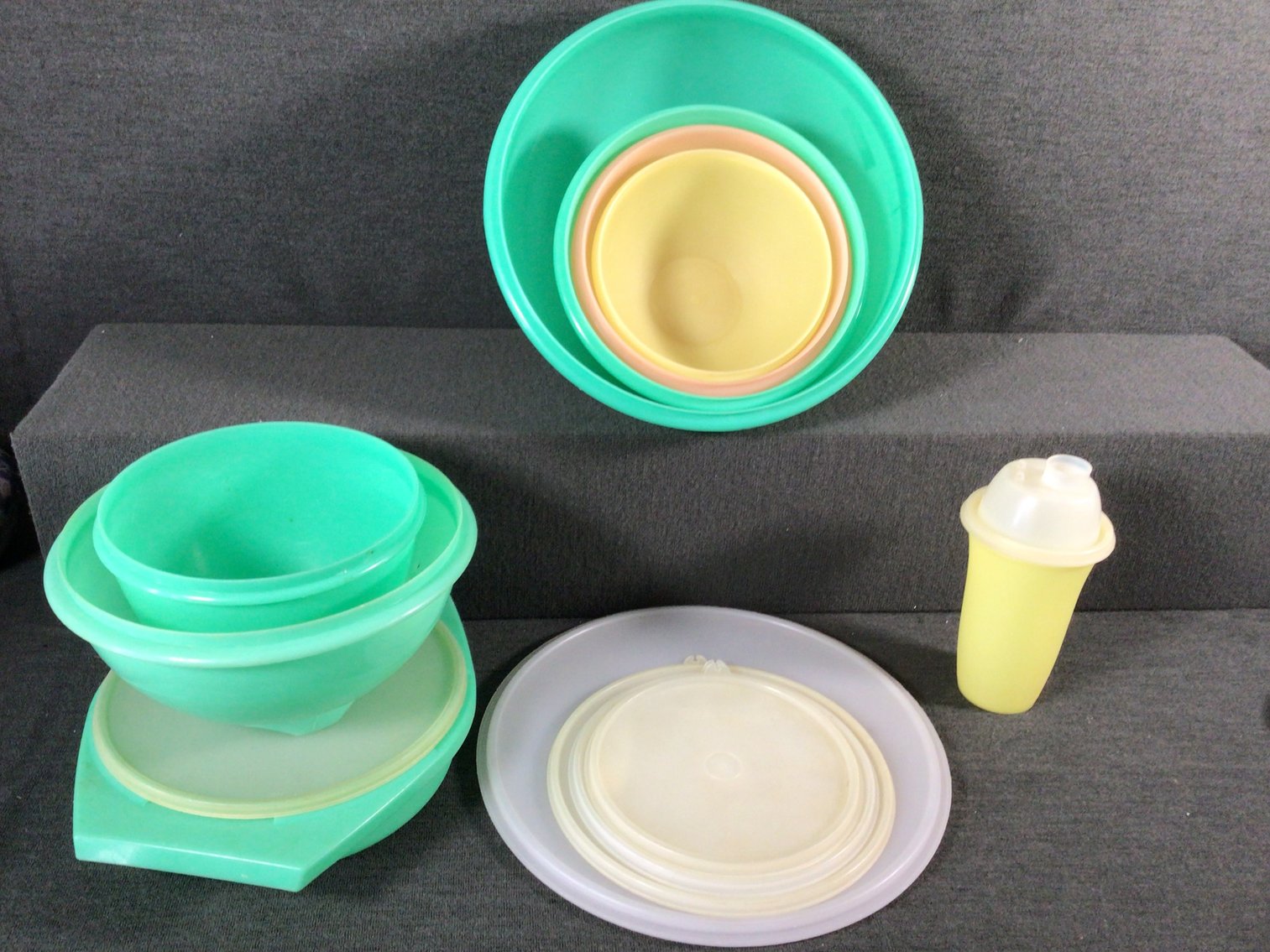 Image for Vintage Tupperware Bowls with Lids + Cake Taker