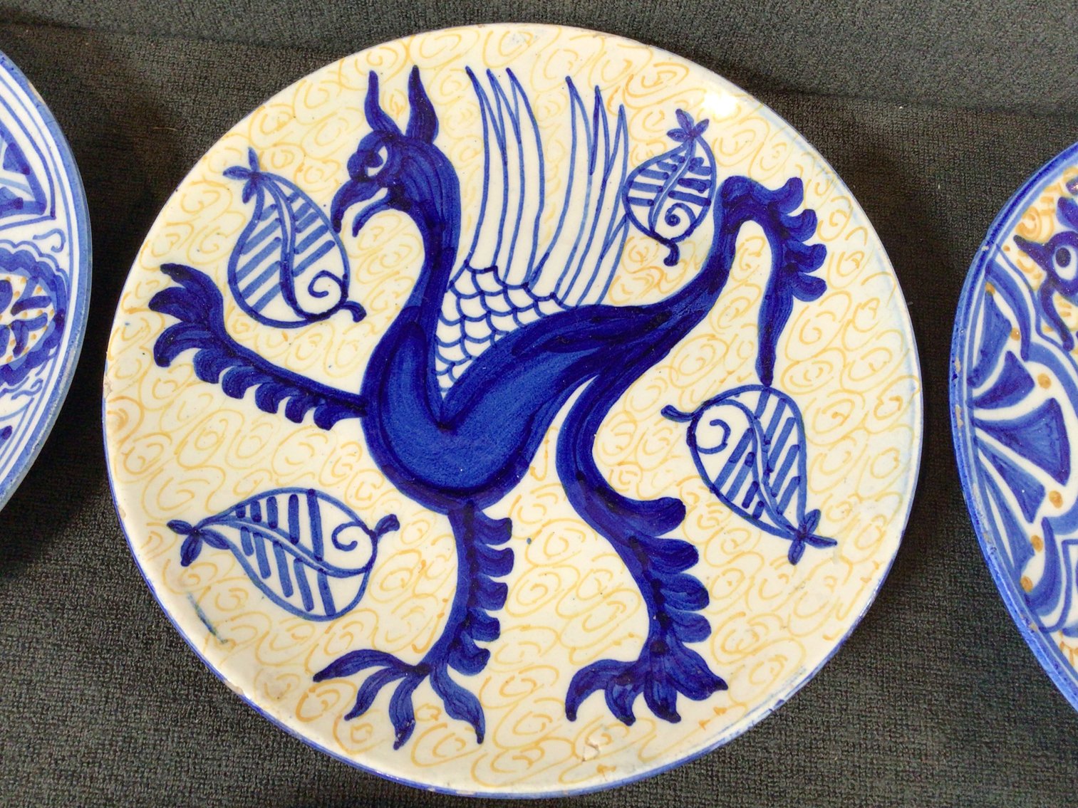 Image for Vintage Folk Art Pottery Plates