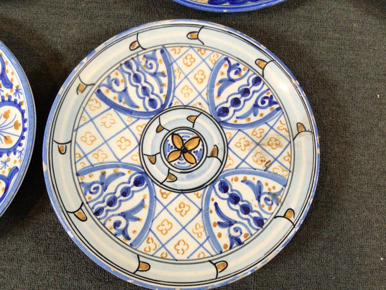 Image for Vintage Folk Art Pottery Plates