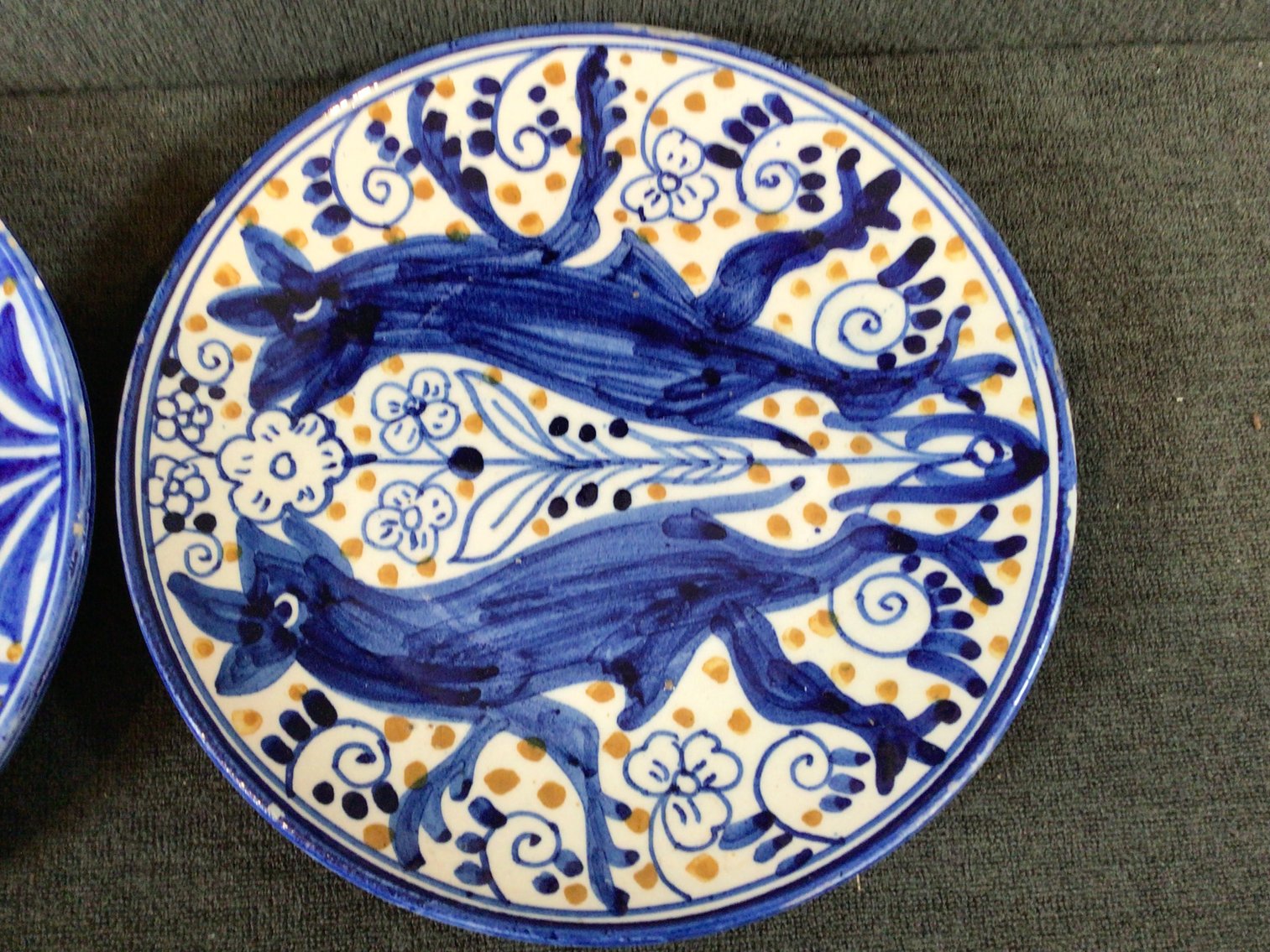 Image for Vintage Folk Art Pottery Plates