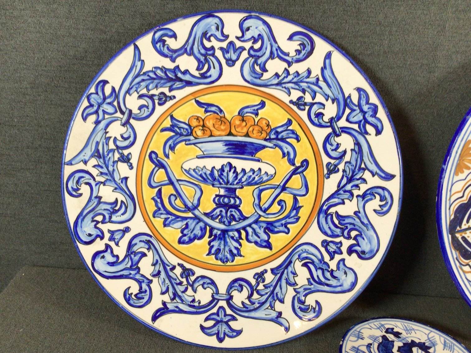 Image for Vintage Folk Art Pottery Plates