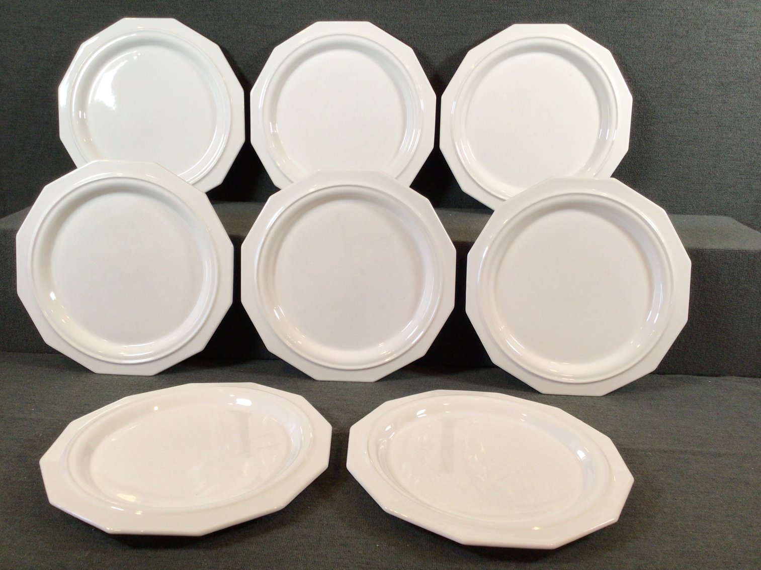 Image for White Dinner Plates,  Dessert Plates, Gravy Boat and Oval Serving Bowl