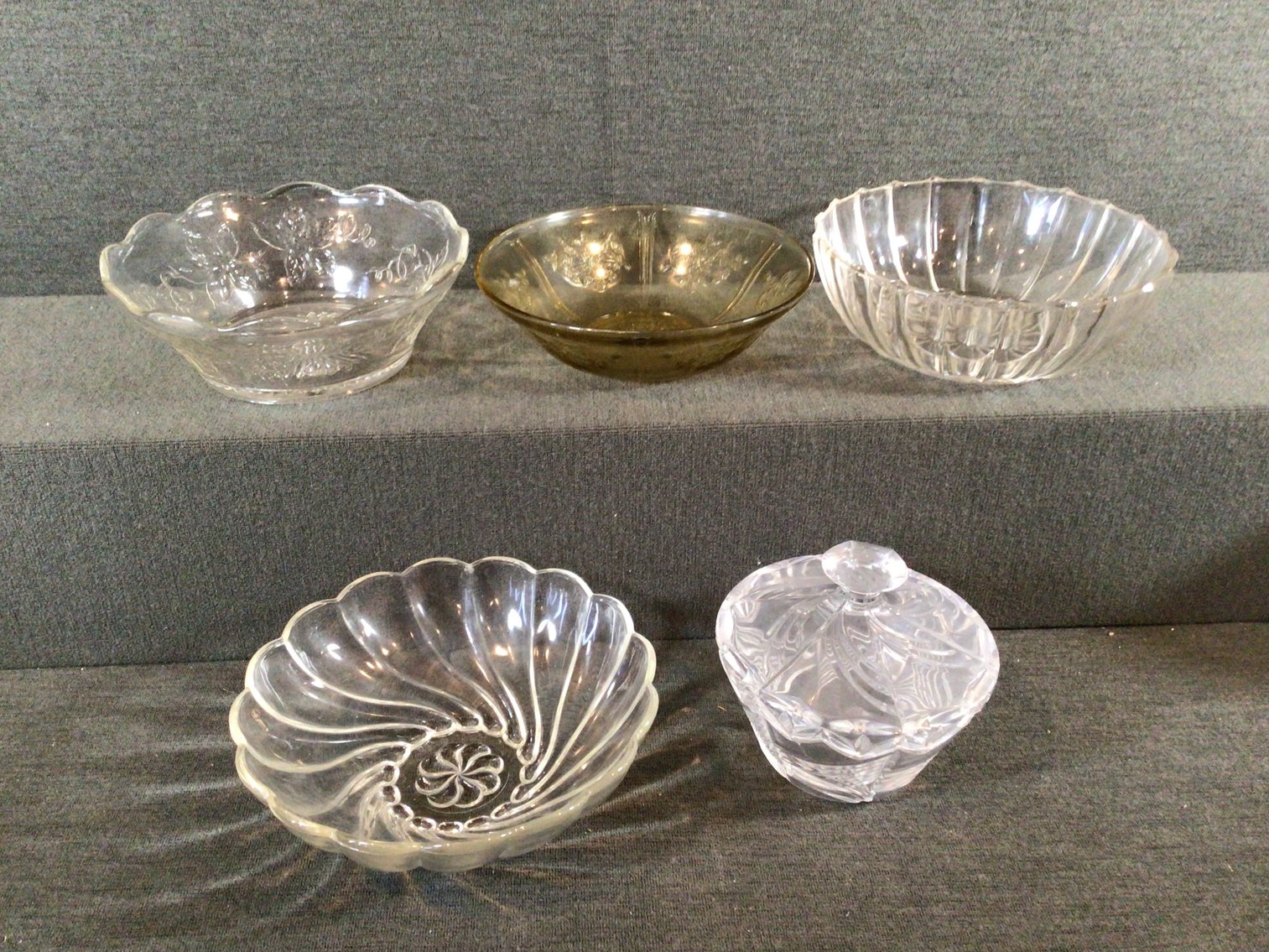 Image for 4 Glass Bowls and Covered Candy Dish