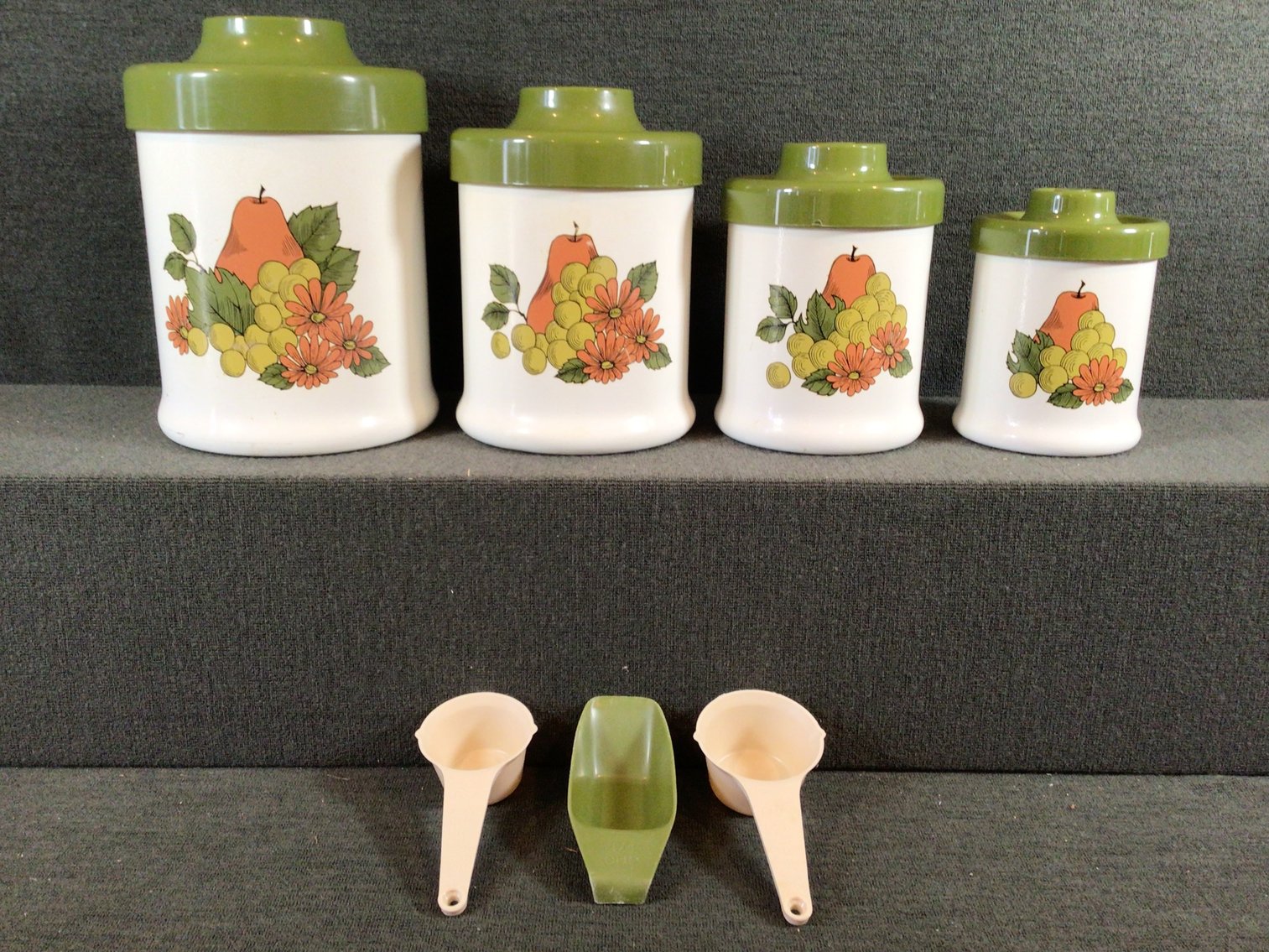 Image for Vintage Aluminum Canisters with Plastic Lids