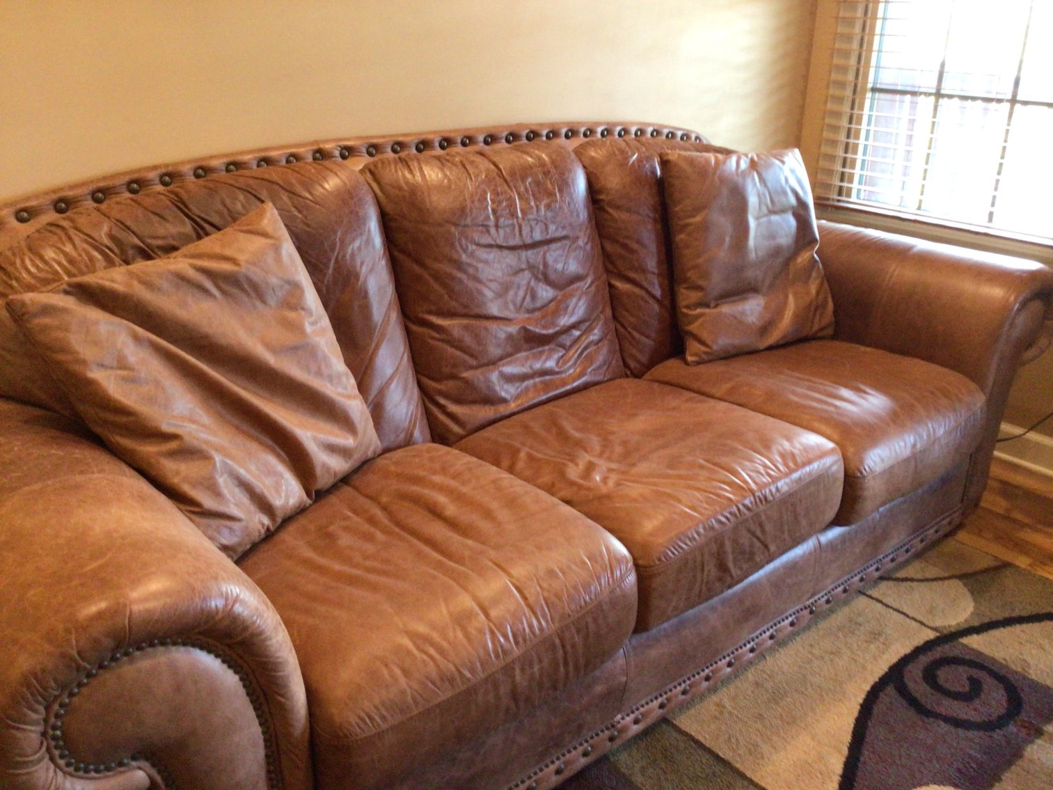 Image for Cowhide Sofa with Nailhead Trim