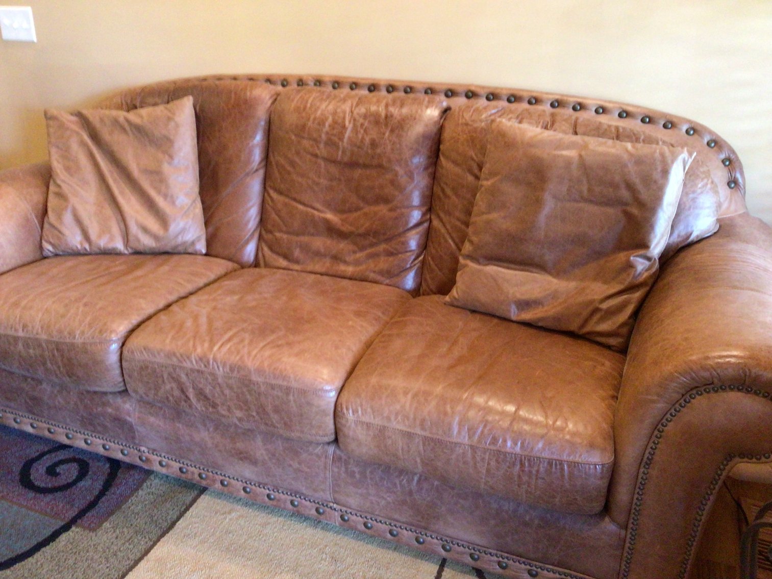 Image for Cowhide Sofa with Nailhead Trim