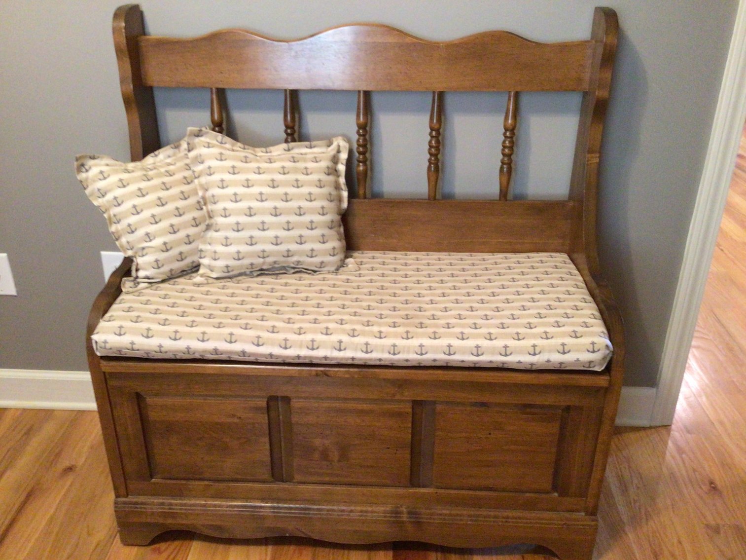 Image for Wooden Storage Bench with Custom Cushion and Pillows
