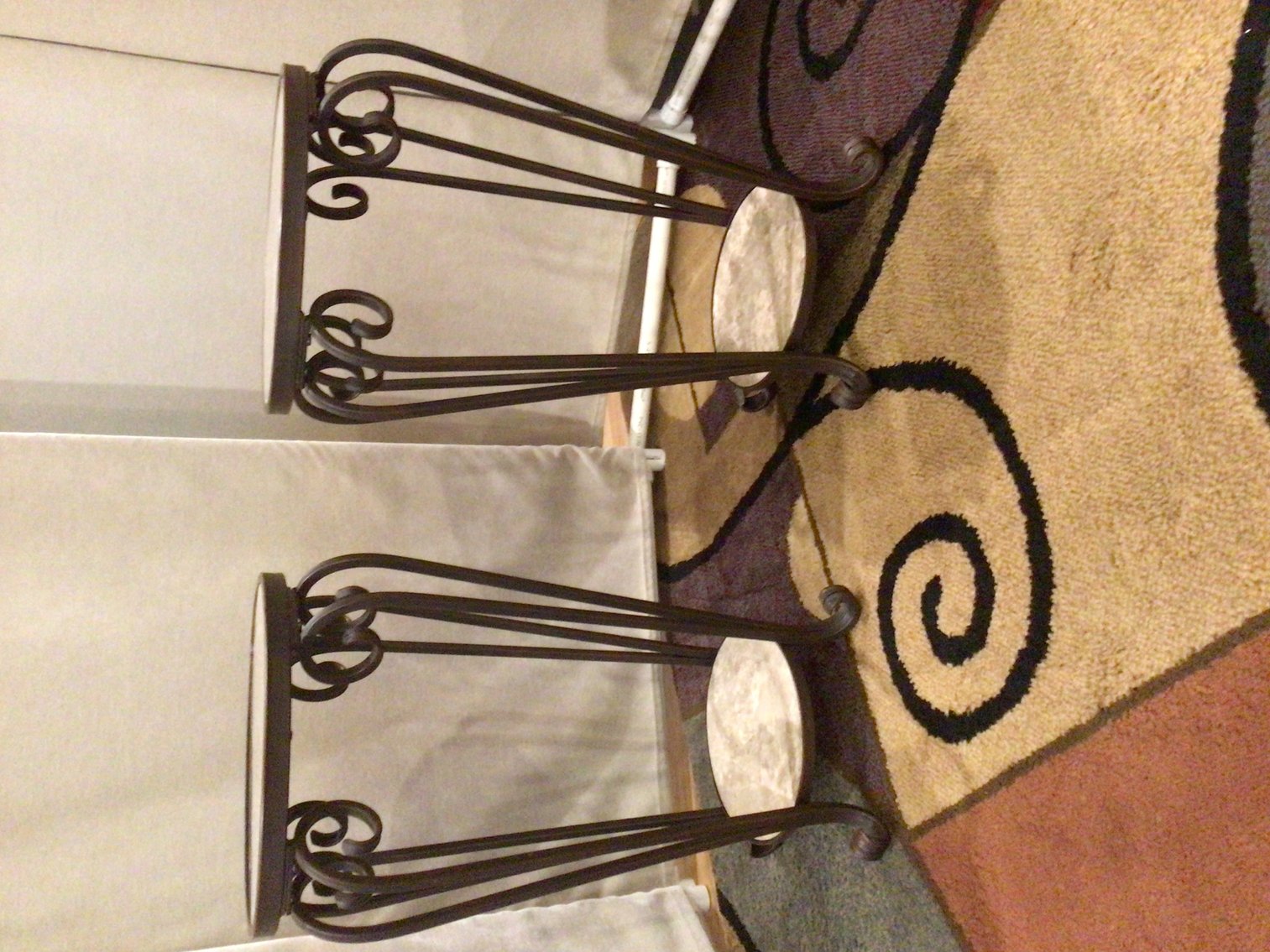 Image for Pair of Marble and Antiqued Metal Tables