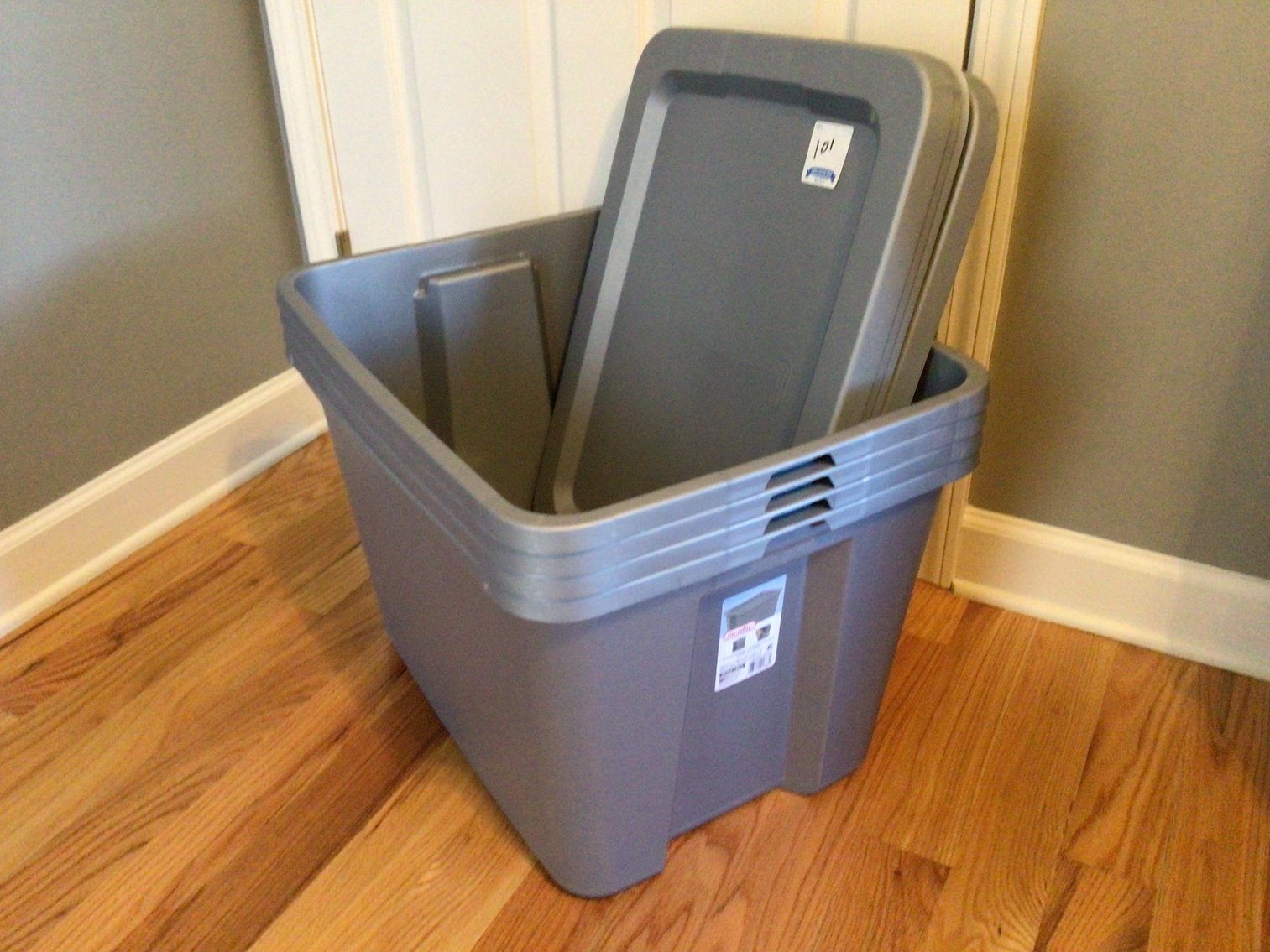 Image for Four 18-Gallon Totes with Lids - NEW!