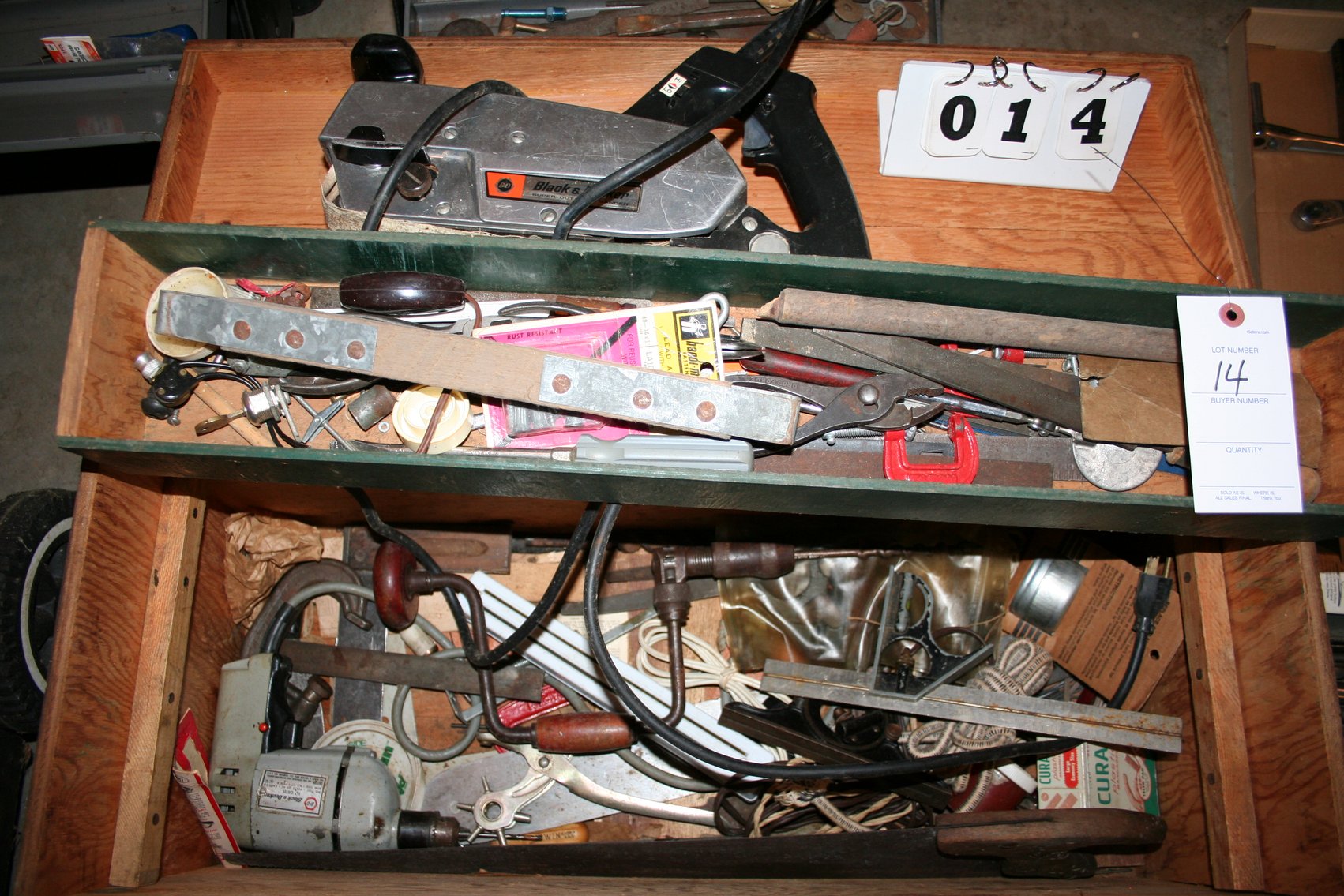 Image for Wooden Tool Box & Contents