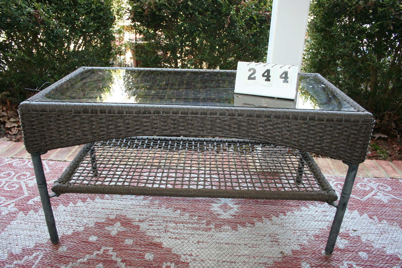 Image for Wicker Glass Top Table 19