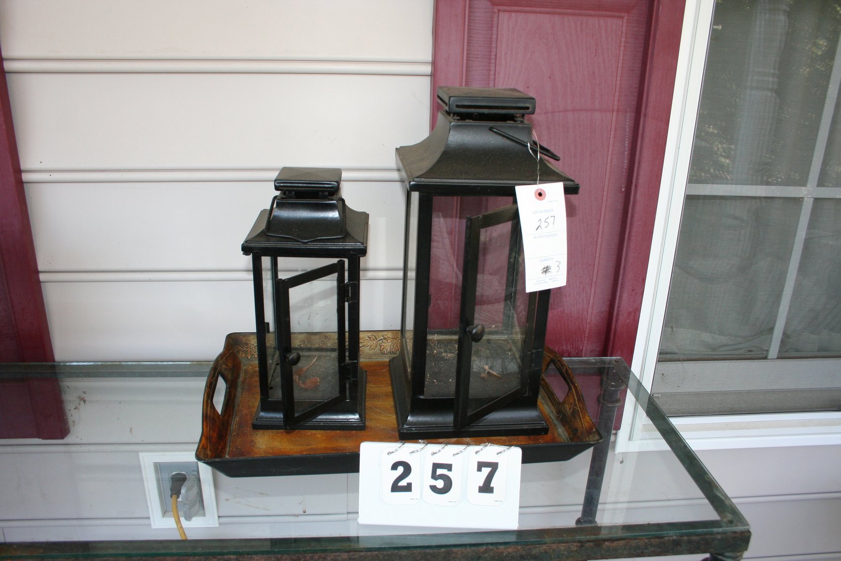 Image for Metal Candle Lanterns & Tray