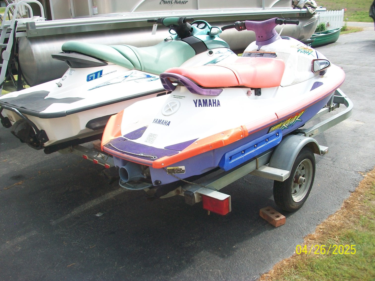 Image for One 2001 Sea Doo Model #GTI, Rotax 85 hp motor, Hull #ZZN14269C101; One 1994 Yamaha Wave Raider, 80 hp motor, Hull #YAML8985C494; and One 1995 Load Rite trailer, VIN #4L2FPRJ13S2002941