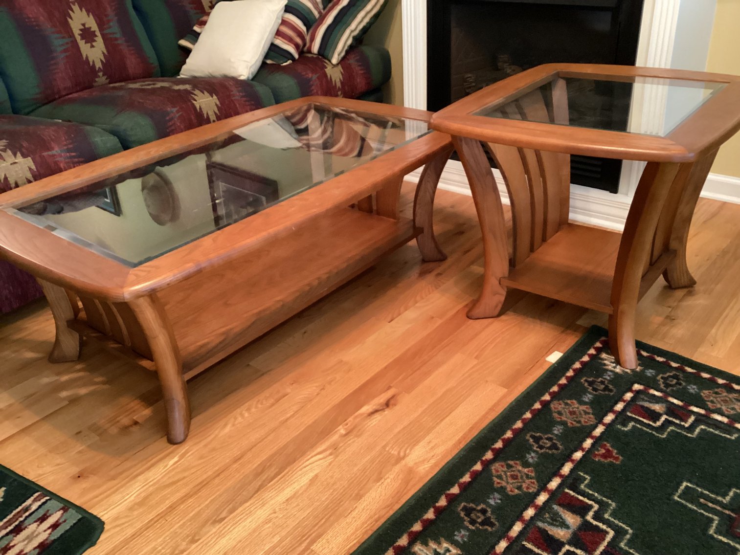 Image for Oak and Glass Coffee and End Table