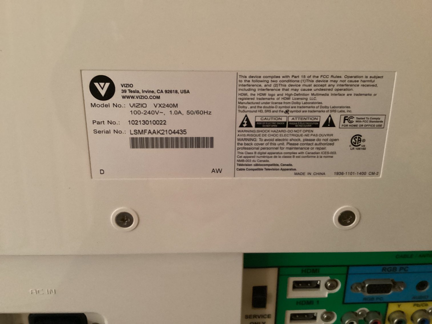 Image for Vizio Flat Screen TV