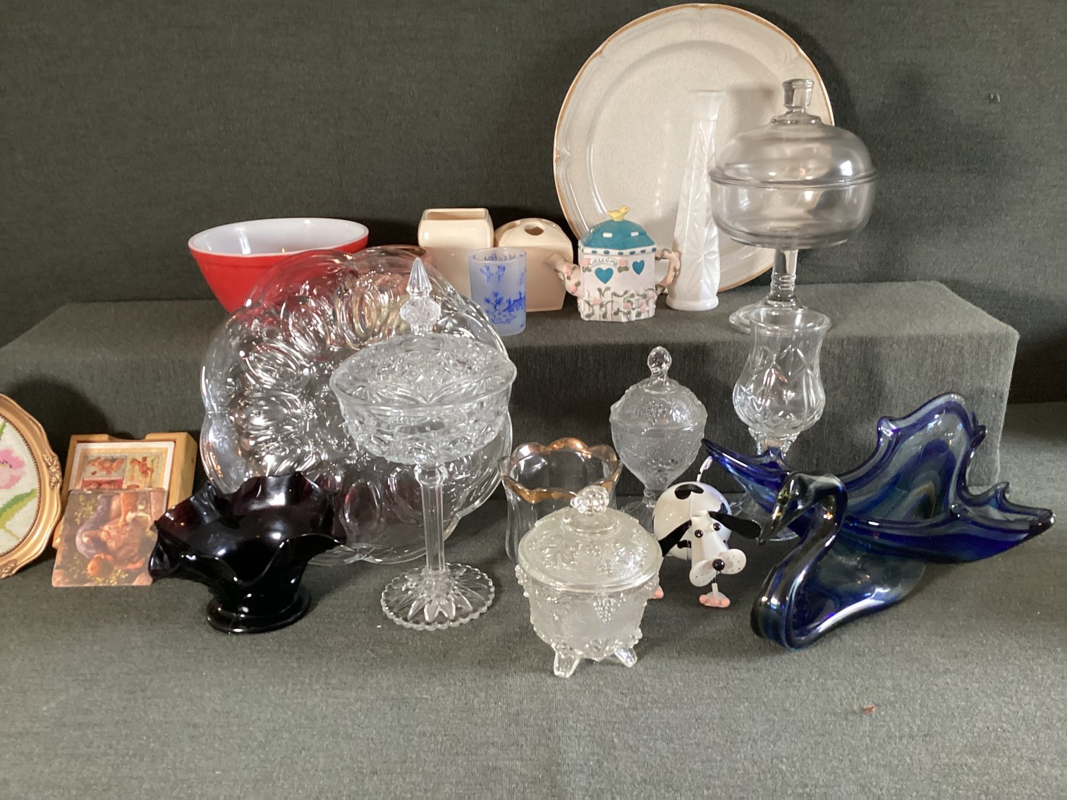 Image for Pyrex Red Bowl and Large Collection of Glassware